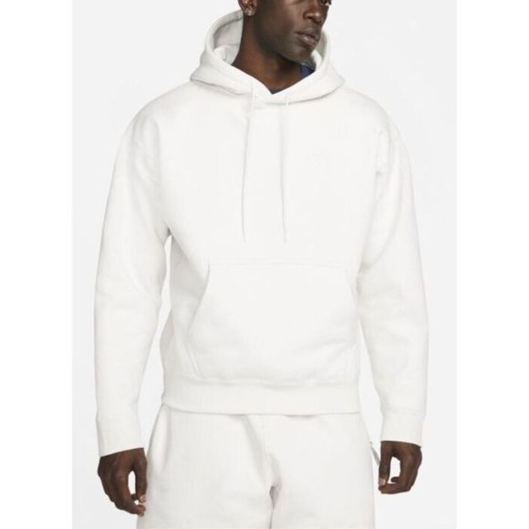 Nike CV0552 030 Mens Sz S Phantom White Solo Swoosh Fleece Hoodie Sweatshirt $90 - Picture 1 of 5